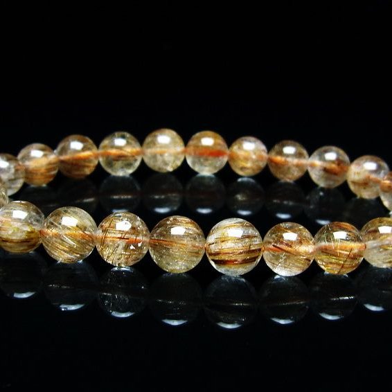キャッツアイルチルクォーツ ブレスレット 8mm ルチルクォーツ ブレス 一点物 メール便可 [M便 1/10] 111-45904
