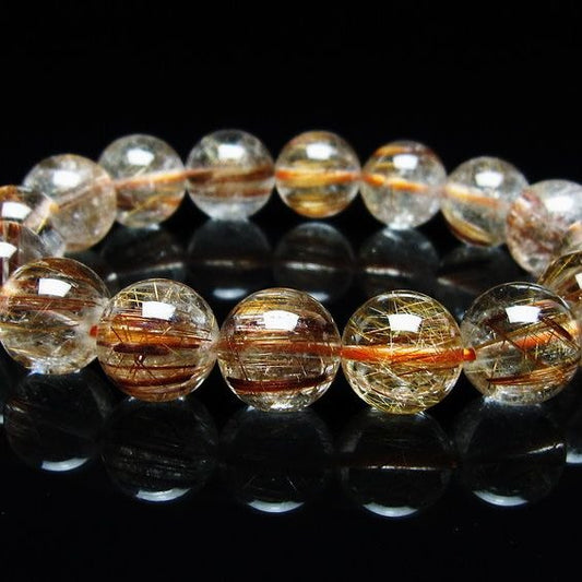 キャッツアイルチルクォーツ ブレスレット 13mm ルチルクォーツ ブレス 一点物 メール便可 [M便 1/10] 111-45911