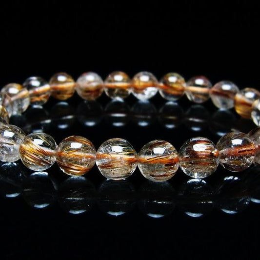 キャッツアイルチルクォーツ ブレスレット 8mm ルチルクォーツ ブレス 一点物 メール便可 [M便 1/10] 111-45914