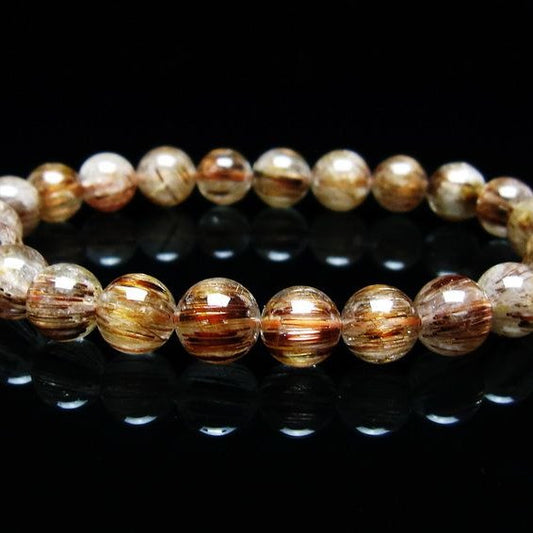キャッツアイルチルクォーツ ブレスレット 8mm ルチルクォーツ ブレス 一点物 メール便可 [M便 1/10] 111-45920