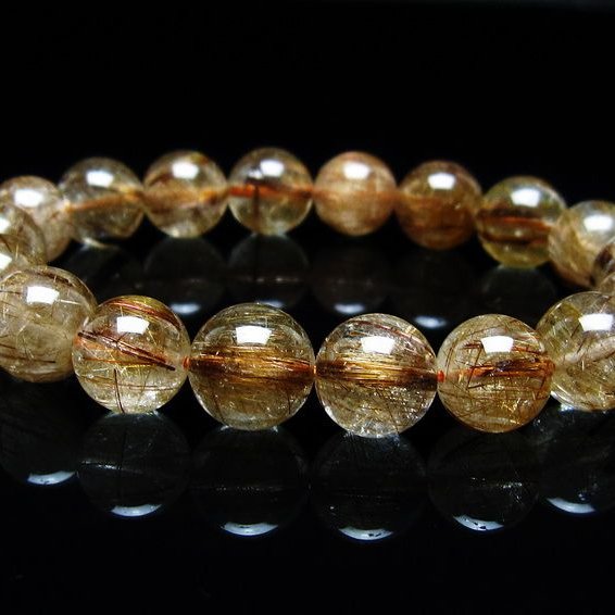 ★キャッツアイゴールデンルチル 11ミリ珠 ビーズH(SA+) ルチルクォーツ ブレスレット キャッツアイ 11mm 一点物 メール便可 [M