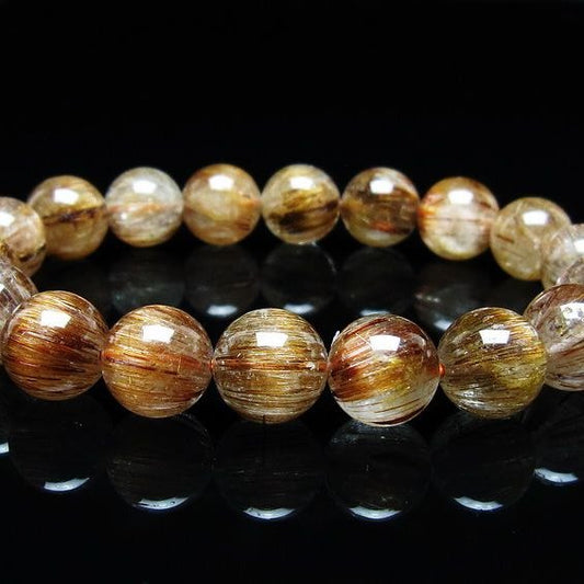 キャッツアイルチルクォーツ ブレスレット 12mm ルチルクォーツ ブレス 一点物 メール便可 [M便 1/10] 111-45930