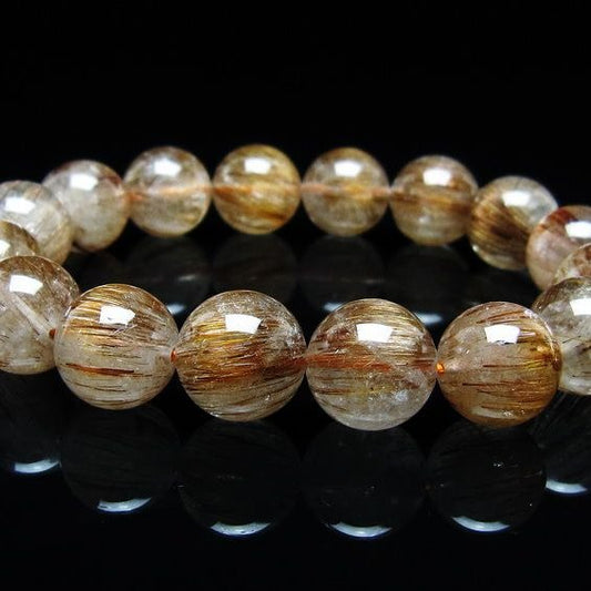 キャッツアイルチルクォーツ ブレスレット 13mm ルチルクォーツ ブレス 一点物 メール便可 [M便 1/10] 111-45933