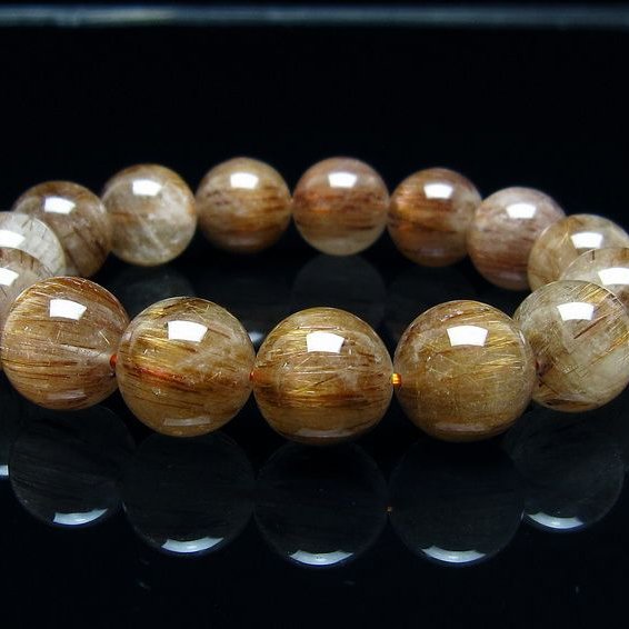 キャッツアイルチルクォーツ ブレスレット 14mm ルチルクォーツ ブレス 一点物 メール便可 [M便 1/10] 111-45934