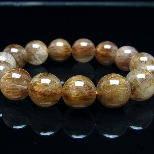 キャッツアイルチルクォーツ ブレスレット 14mm ルチルクォーツ ブレス 一点物 メール便可 [M便 1/10] 111-45934