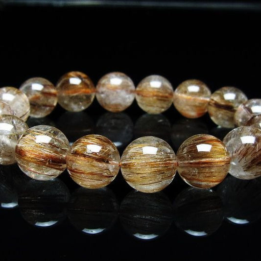 キャッツアイルチルクォーツ ブレスレット 13mm ルチルクォーツ ブレス 一点物 メール便可 [M便 1/10] 111-45935