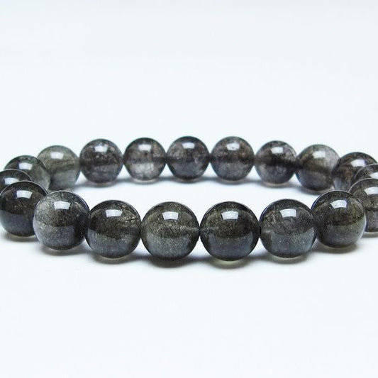 ブラックルチルクォーツ ブレスレット 11mm ブラックトルマリン トルマリネイテッドクォーツ 一点物 メール便可 [M便 1/10] 111-47030