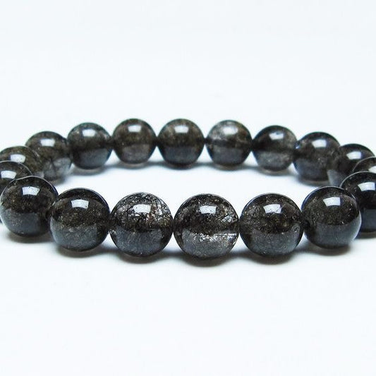 ブラックルチルクォーツ ブレスレット 11mm ブラックトルマリン トルマリネイテッドクォーツ 一点物 メール便可 [M便 1/10] 111-47031