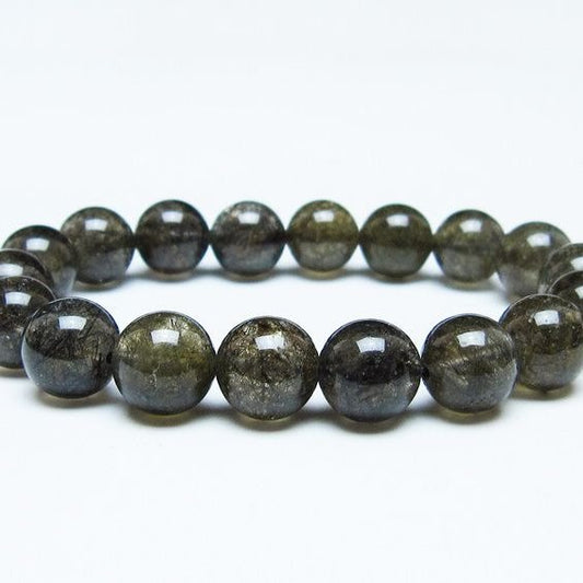 ブラックルチルクォーツ ブレスレット 12mm ブラックトルマリン トルマリネイテッドクォーツ 一点物 メール便可 [M便 1/10] 111-47035