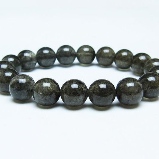 ブラックルチルクォーツ ブレスレット 12mm ブラックトルマリン トルマリネイテッドクォーツ 一点物 メール便可 [M便 1/10] 111-47036