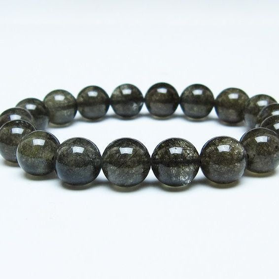 ブラックルチルクォーツ ブレスレット 12mm ブラックトルマリン トルマリネイテッドクォーツ 一点物 メール便可 [M便 1/10] 111-47039