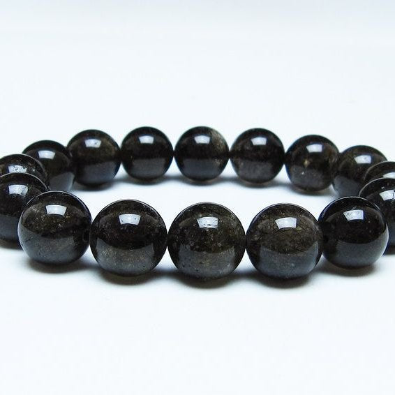 ブラックルチルクォーツ ブレスレット 13mm ブラックトルマリン トルマリネイテッドクォーツ 一点物 メール便可 [M便 1/10] 111-47045