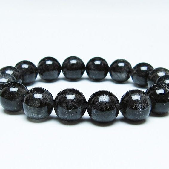 ブラックルチルクォーツ ブレスレット 13mm ブラックトルマリン トルマリネイテッドクォーツ 一点物 メール便可 [M便 1/10] 111-47047
