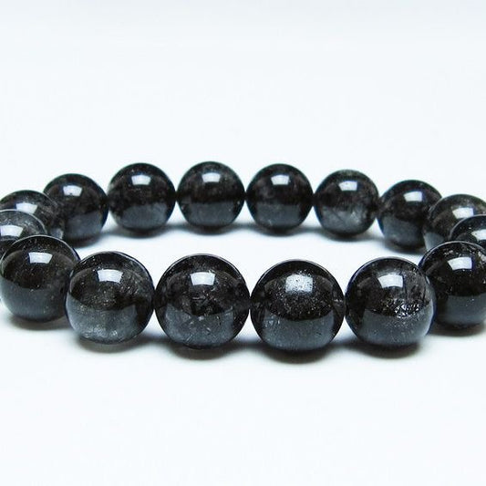 ブラックルチルクォーツ ブレスレット 13mm ブラックトルマリン トルマリネイテッドクォーツ 一点物 メール便可 [M便 1/10] 111-47047