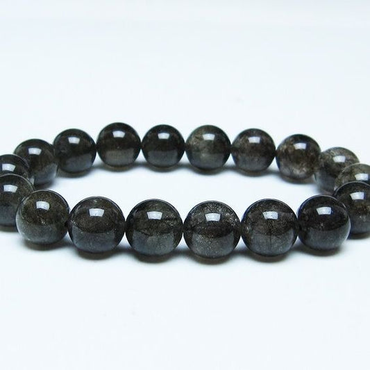 ブラックルチルクォーツ ブレスレット 12mm ブラックトルマリン トルマリネイテッドクォーツ 一点物 メール便可 [M便 1/10] 111-47051