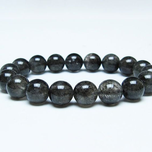ブラックルチルクォーツ ブレスレット 12mm ブラックトルマリン トルマリネイテッドクォーツ 一点物 メール便可 [M便 1/10] 111-47053