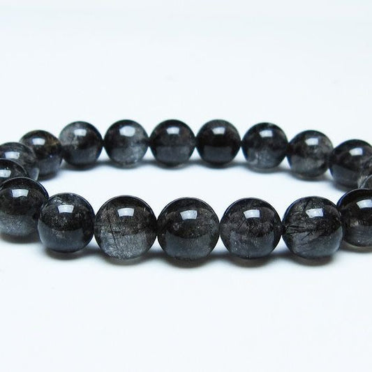 ブラックルチルクォーツ ブレスレット 11mm ブラックトルマリン トルマリネイテッドクォーツ 一点物 メール便可 [M便 1/10] 111-47058