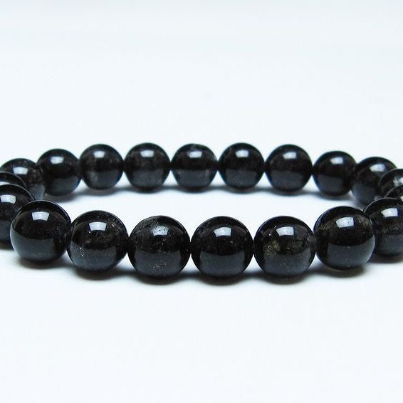 ブラックルチルクォーツ ブレスレット 10mm ブラックトルマリン トルマリネイテッドクォーツ 一点物 メール便可 [M便 1/10] 111-47064