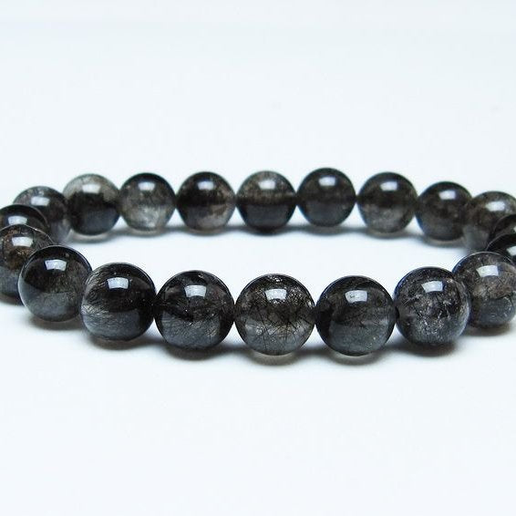 ブラックルチルクォーツ ブレスレット 10mm ブラックトルマリン トルマリネイテッドクォーツ 一点物 メール便可 [M便 1/10] 111-47065