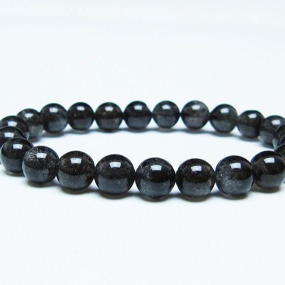 ブラックルチルクォーツ ブレスレット 8mm ブラックトルマリン トルマリネイテッドクォーツ 一点物 メール便可 [M便 1/10] 111-47085