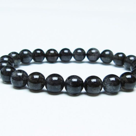 ブラックルチルクォーツ ブレスレット 8mm ブラックトルマリン トルマリネイテッドクォーツ 一点物 メール便可 [M便 1/10] 111-47085