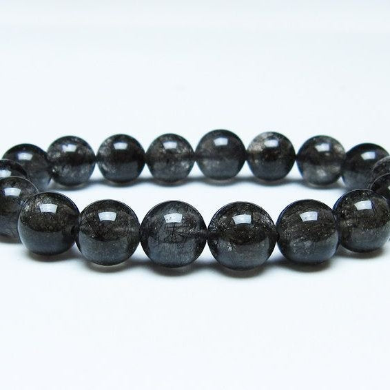 ブラックルチルクォーツ ブレスレット 11mm ブラックトルマリン トルマリネイテッドクォーツ 一点物 メール便可 [M便 1/10] 111-47102