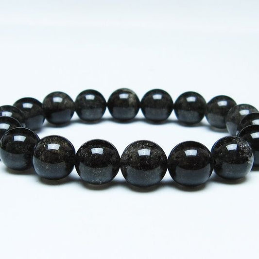 ブラックルチルクォーツ ブレスレット 12mm ブラックトルマリン トルマリネイテッドクォーツ 一点物 メール便可 [M便 1/10] 111-47105