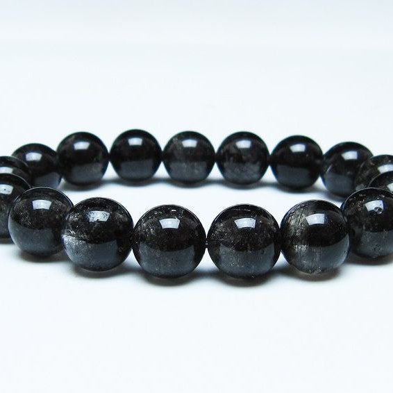 ブラックルチルクォーツ ブレスレット 12mm ブラックトルマリン トルマリネイテッドクォーツ 一点物 メール便可 [M便 1/10] 111-47106