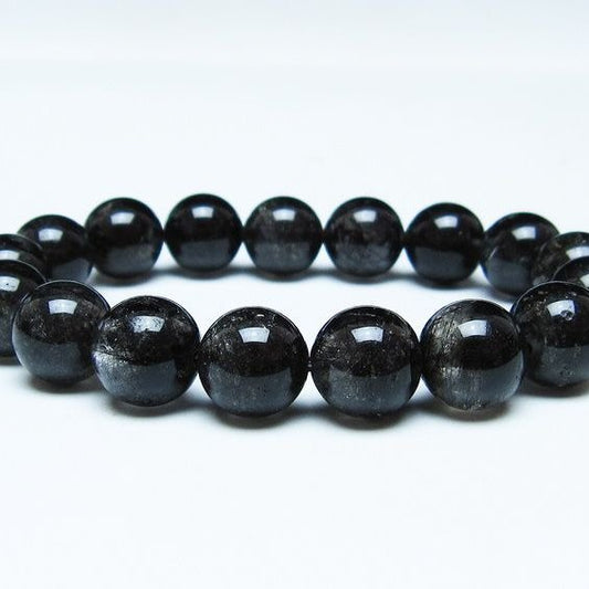 ブラックルチルクォーツ ブレスレット 12mm ブラックトルマリン トルマリネイテッドクォーツ 一点物 メール便可 [M便 1/10] 111-47106