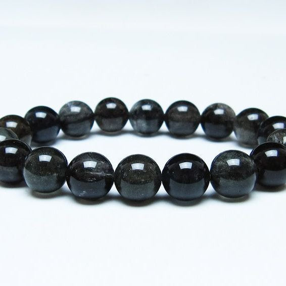 ブラックルチルクォーツ ブレスレット 12mm ブラックトルマリン トルマリネイテッドクォーツ 一点物 メール便可 [M便 1/10] 111-47107