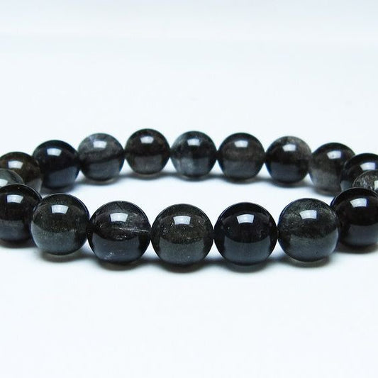 ブラックルチルクォーツ ブレスレット 12mm ブラックトルマリン トルマリネイテッドクォーツ 一点物 メール便可 [M便 1/10] 111-47107