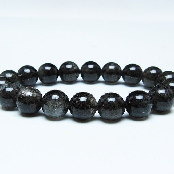ブラックルチルクォーツ ブレスレット 12mm ブラックトルマリン トルマリネイテッドクォーツ 一点物 メール便可 [M便 1/10] 111-47108