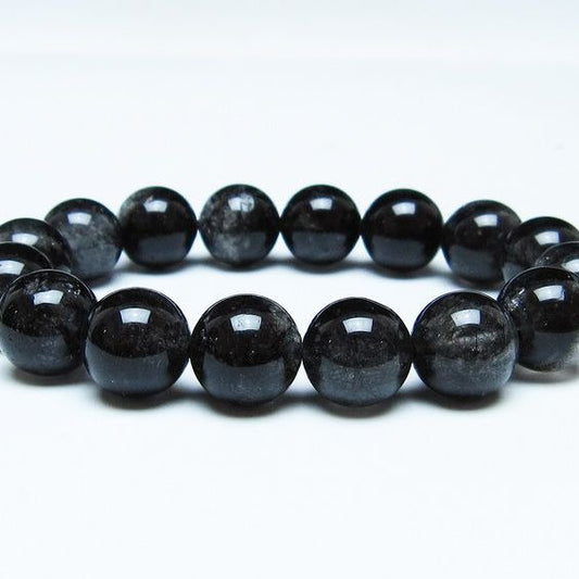 ブラックルチルクォーツ ブレスレット 13mm ブラックトルマリン トルマリネイテッドクォーツ 一点物 メール便可 [M便 1/10] 111-47109