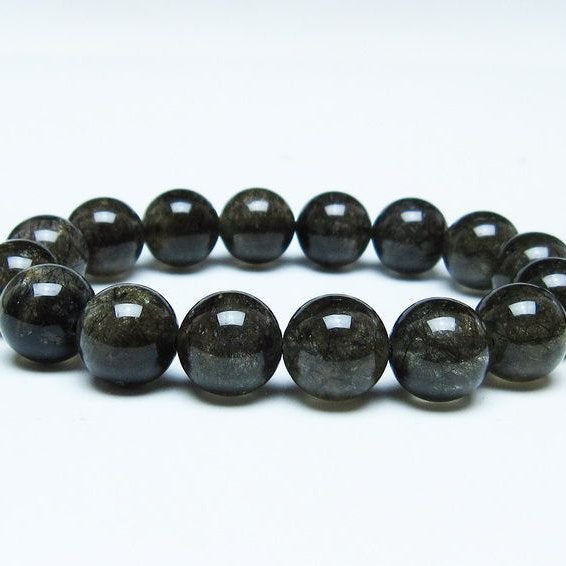 ブラックルチルクォーツ ブレスレット 13mm ブラックトルマリン トルマリネイテッドクォーツ 一点物 メール便可 [M便 1/10] 111-47119