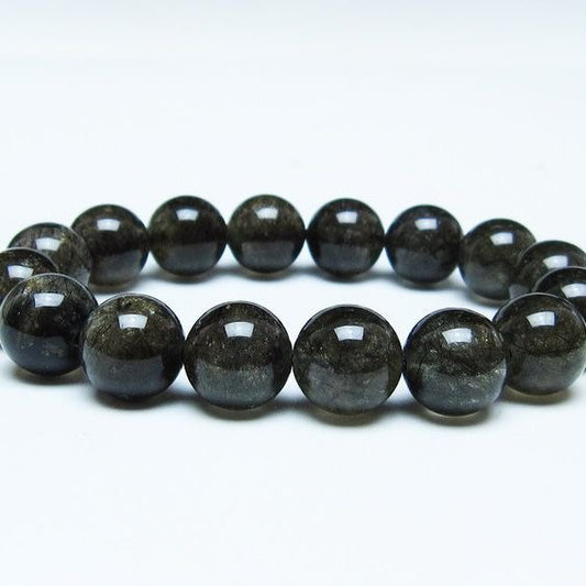 ブラックルチルクォーツ ブレスレット 13mm ブラックトルマリン トルマリネイテッドクォーツ 一点物 メール便可 [M便 1/10] 111-47119