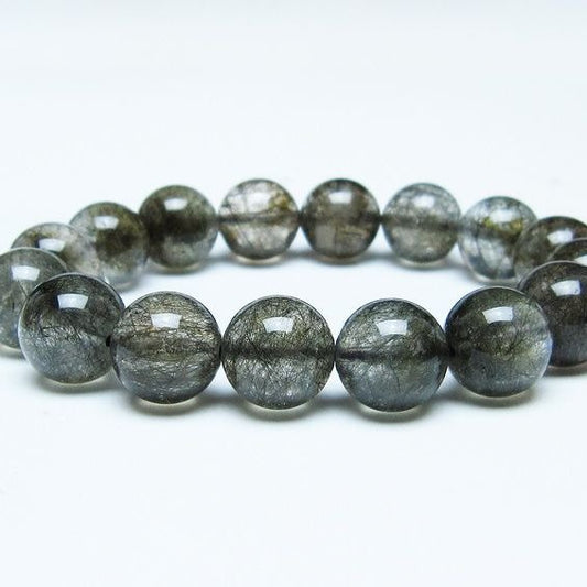 ブラックルチルクォーツ ブレスレット 13mm ブラックトルマリン トルマリネイテッドクォーツ 一点物 メール便可 [M便 1/10] 111-47121