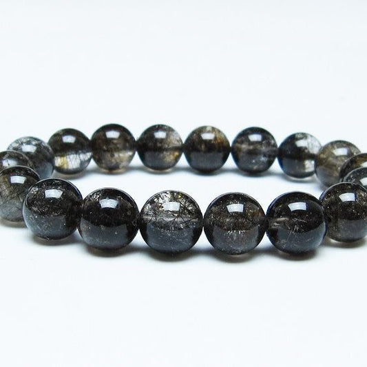 ブラックルチルクォーツ ブレスレット 11mm ブラックトルマリン トルマリネイテッドクォーツ 一点物 メール便可 [M便 1/10] 111-47125