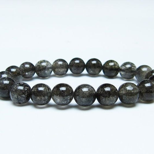 ブラックルチルクォーツ ブレスレット 10mm ブラックトルマリン トルマリネイテッドクォーツ 一点物 メール便可 [M便 1/10] 111-47132