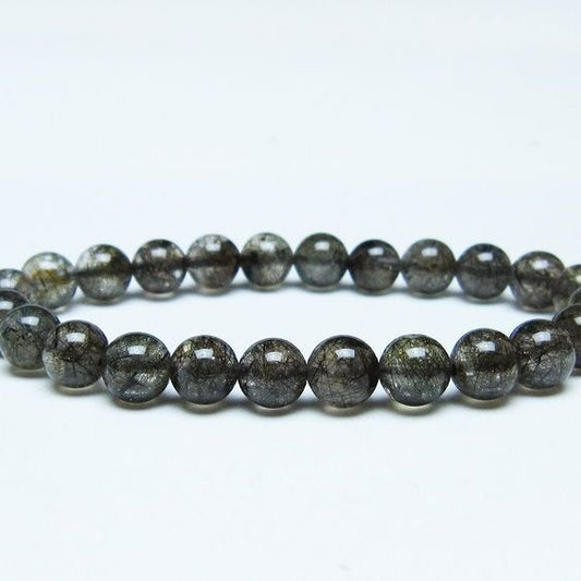 ブラックルチルクォーツ ブレスレット 8mm ブラックトルマリン トルマリネイテッドクォーツ 一点物 メール便可 [M便 1/10] 111-47142