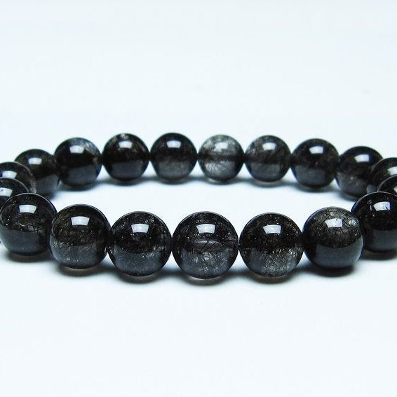 ブラックルチルクォーツ ブレスレット 11mm ブラックトルマリン トルマリネイテッドクォーツ 一点物 メール便可 [M便 1/10] 111-47162