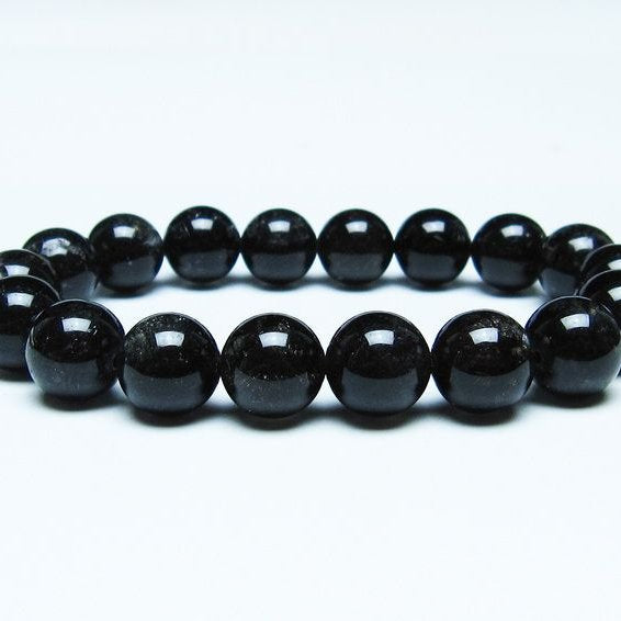 ブラックルチルクォーツ ブレスレット 12mm ブラックトルマリン トルマリネイテッドクォーツ 一点物 メール便可 [M便 1/10] 111-47163