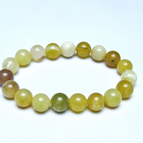オパール ブレスレット 10mm イエローオパール コモンオパール 一点物 メール便可 [M便 1/10] 111-48628
