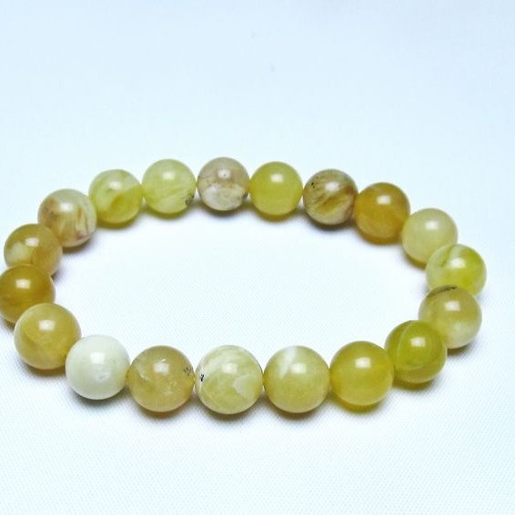 オパール ブレスレット 10mm イエローオパール コモンオパール 一点物 メール便可 [M便 1/10] 111-48629