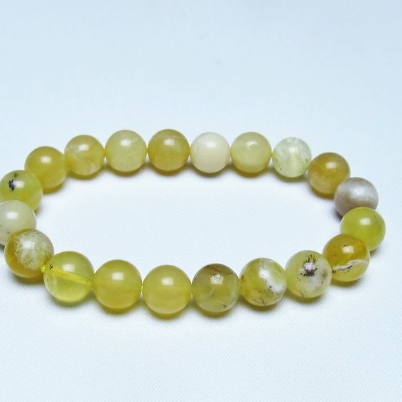 オパール ブレスレット 10mm イエローオパール コモンオパール 一点物 メール便可 [M便 1/10] 111-48637