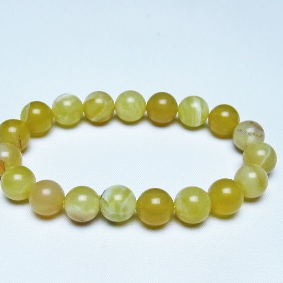オパール ブレスレット 10mm イエローオパール コモンオパール 一点物 メール便可 [M便 1/10] 111-48651