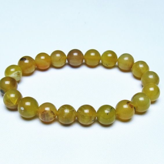 オパール ブレスレット 10mm イエローオパール コモンオパール 一点物 メール便可 [M便 1/10] 111-48662