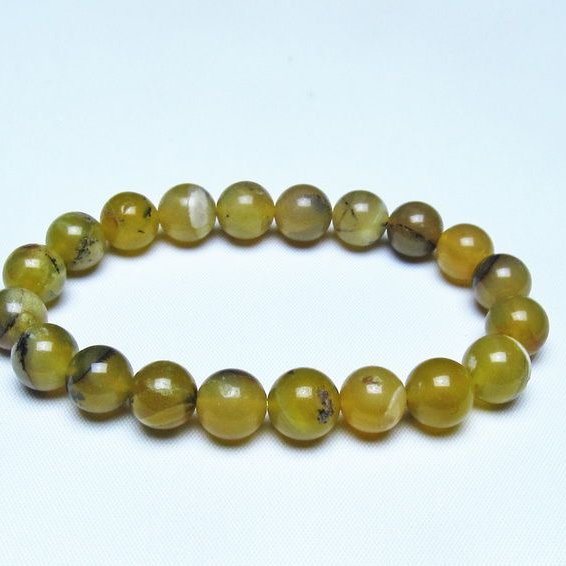 オパール ブレスレット 10mm イエローオパール コモンオパール 一点物 メール便可 [M便 1/10] 111-48666
