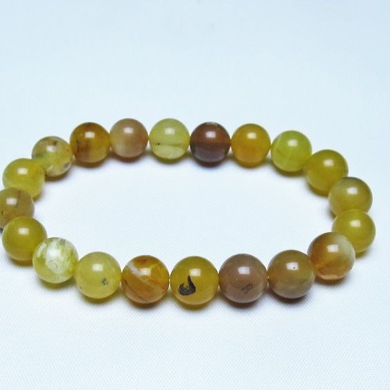 オパール ブレスレット 10mm イエローオパール コモンオパール 一点物 メール便可 [M便 1/10] 111-48680