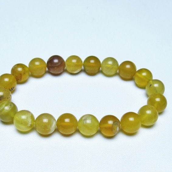 オパール ブレスレット 10mm イエローオパール コモンオパール 一点物 メール便可 [M便 1/10] 111-48696
