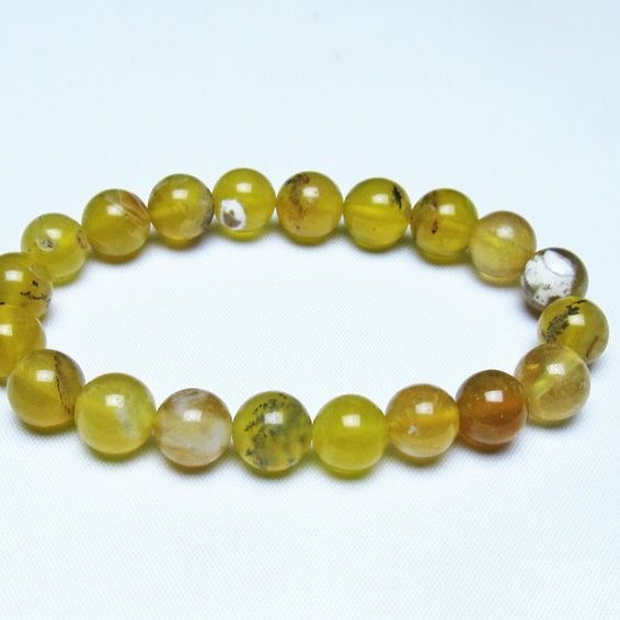 オパール ブレスレット 10mm イエローオパール コモンオパール 一点物 メール便可 [M便 1/10] 111-48710